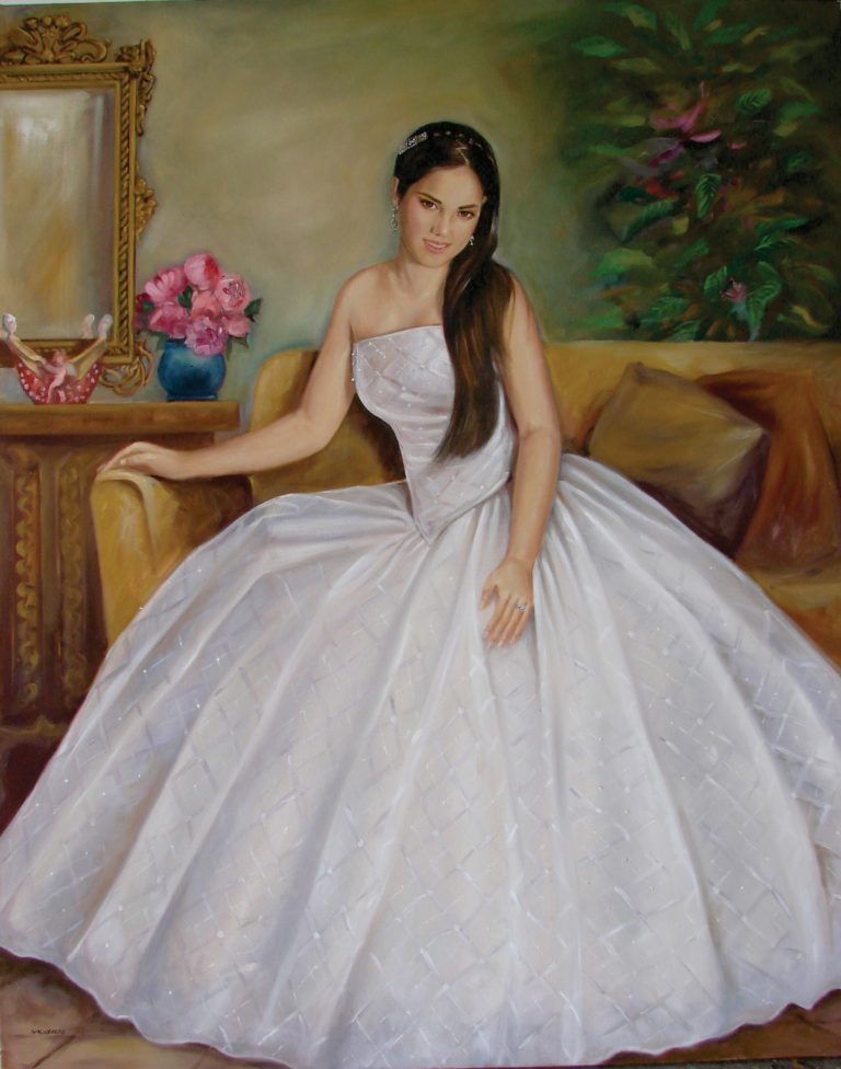 FAVAL ART PORTRAIT OILPAINT ART DAUGHTER FAMILY PROM NIGHT Sweet sixteen