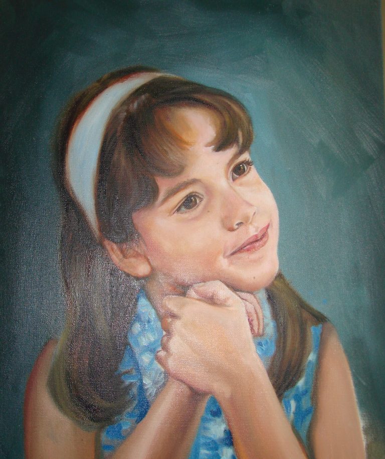 FAVAL ART PORTRAIT OILPAINTING CHILD DAUGHTER FAMILY LOVE